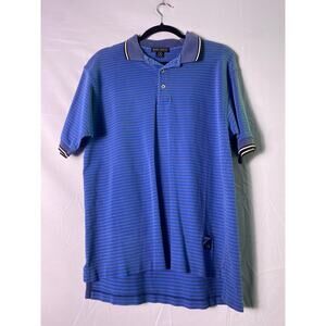 Vintage Nike Golf Blue Gray Striped Short Sleeve Polo Shirt Men's Size Medium
